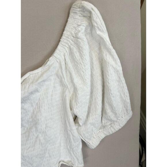 Roxy White Ruched Front Tie Detail Short Sleeve Off Shoulder Blouse Size XXL - Picture 7 of 13
